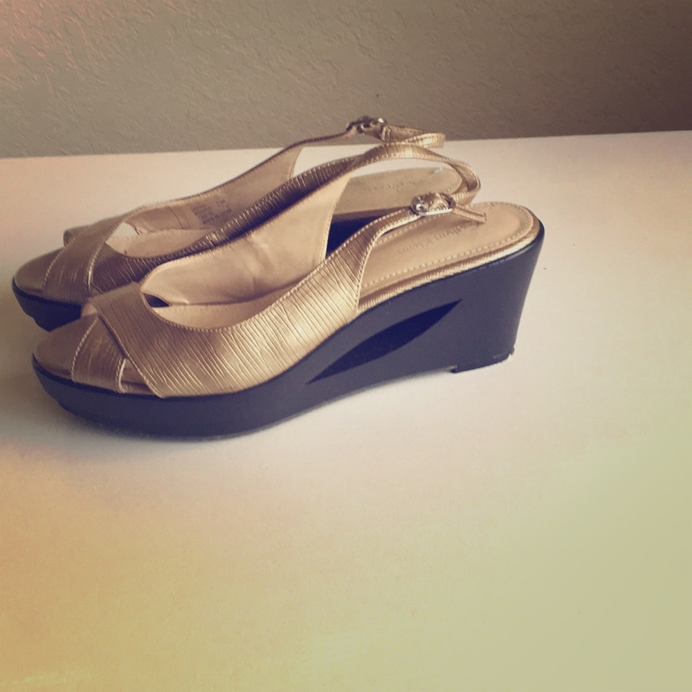 Calvin Klein Bronze color wedge sandal NEW